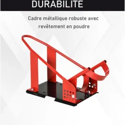 Rail de support universel pour moto - support béquille moto - bloque roue 8-15,5 cm - métal thermolaqué rouge noir