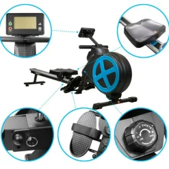 Rameur d'appartement pliable ROWER ULTRA Résistance magnétique réglable 8 niveaux, Roue d'inertie 2 kg