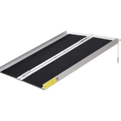 Rampe de fauteuil roulant rampe de chargement rampe d'accès antidérapante pliable avec bordures de sécurité max. 270 Kg dim. 93L x 76l x 5H cm alu. noir