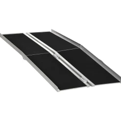 Rampe de fauteuil roulant rampe de chargement rampe d'accès antidérapante pliable avec bordures de sécurité max. 270 Kg dim. 183L x 73,5l cm alu. noir