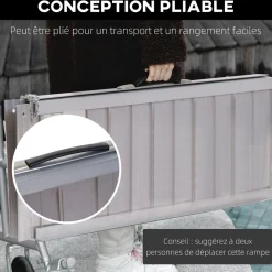 Rampe de fauteuil roulant rampe de chargement antidérapante pliable avec bordures de sécurité max. 270 Kg alu