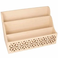 Range-courrier fleurs en bois - 28 x 13,7 x 18 cm