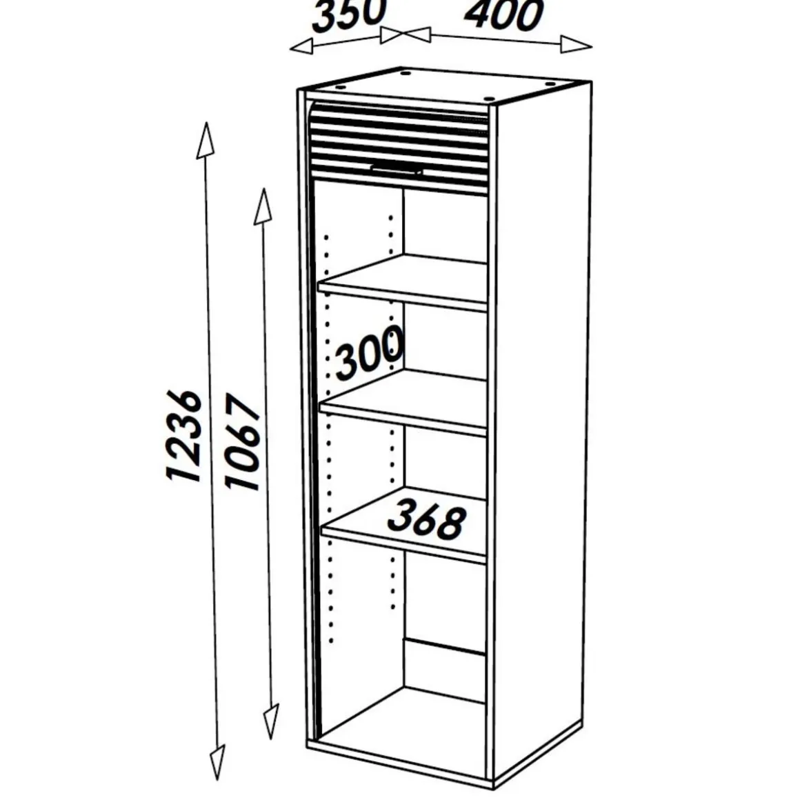 Rangement à rideau cuisine H 123.6 cm - COOK