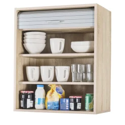 Rangement de cuisine à rideau coloris chêne L60 cm - COOKING