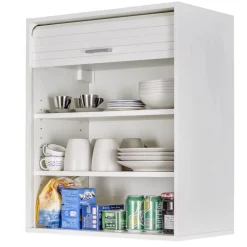 Rangement de cuisine à rideau coloris blanc L60 cm - COOKING