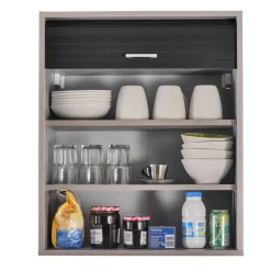 Rangement de cuisine à rideau coloris aluminium L60 cm - COOKING