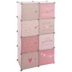 Rangement penderie rose pour enfant