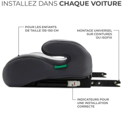 Rehausseur bas I-BOOST R129 I-Size 135-150 cm gris