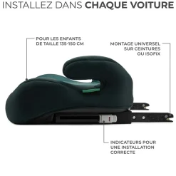Rehausseur bas I-BOOST R129 i-Size 135-150 cm vert