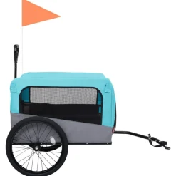 Remorque de velo pour chiens et poussette 2-en-1 bleu et gris