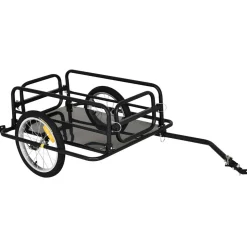 Remorque vélo remorque de transport pour vélo pliable 70L 139L x 71,5l x 49H cm barre d'attelage universelle acier noir