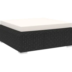 Repose-pied sectionnel 1 pc avec coussin Resine tressee Noir