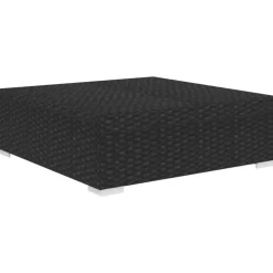 Repose-pied sectionnel 1 pc avec coussin Resine tressee Noir