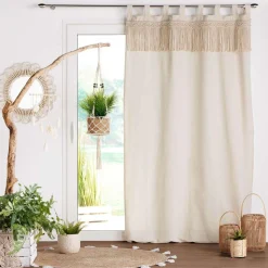 Rideau Ceres avec top macramé - 140 x 240 cm - Naturel