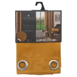 Rideau occultant motif feuille embossé - 260x140 cm - Jaune ocre