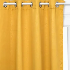 Rideau occultant motif feuille embossé - 260x140 cm - Jaune ocre