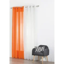 Rideau voilage uni à oeillets métal en polyester 140x240cm ETAMINE