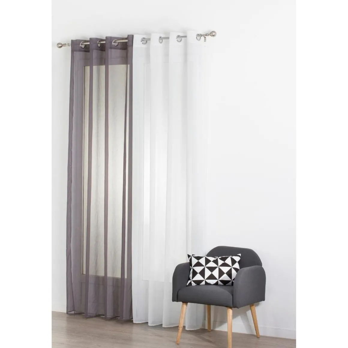 Rideau voilage uni à oeillets métal en polyester 140x240cm ETAMINE