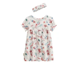 Robe bébé + headband en gaze de coton Aloha Savana
