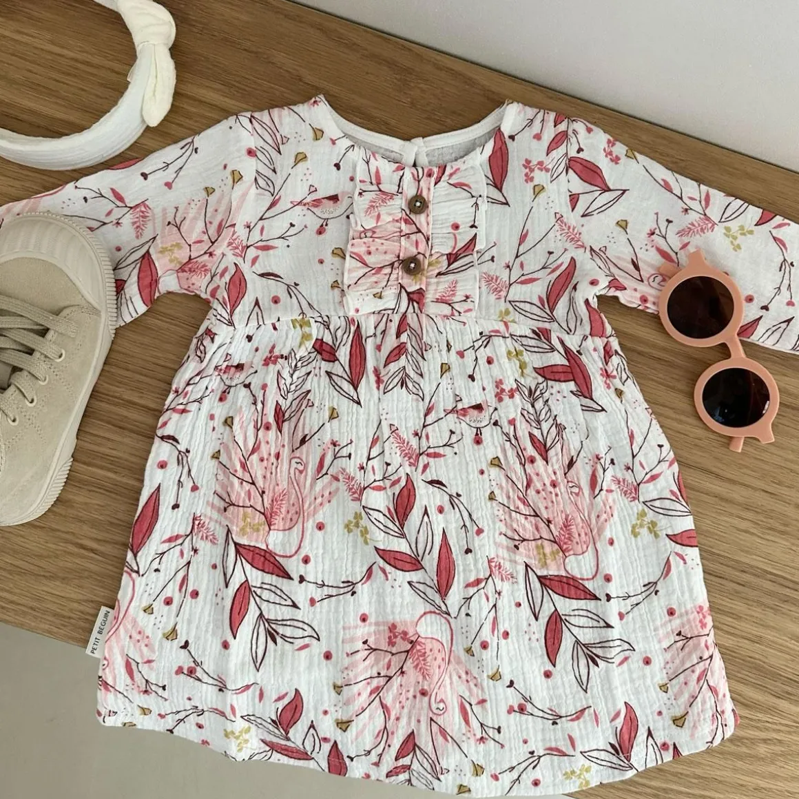 Robe bébé en gaze de coton Birdy