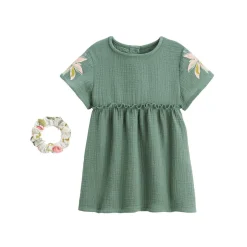 Robe enfant en gaze de coton + chouchou Pivoina