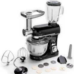 Robot multifonctions 5l 1000w noir avec hachoir et blender 1,5l en verre - robimix noir