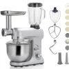 Robot multifonctions 5l 1000w silver avec hachoir et blender 1,5l en verre - robimix silver