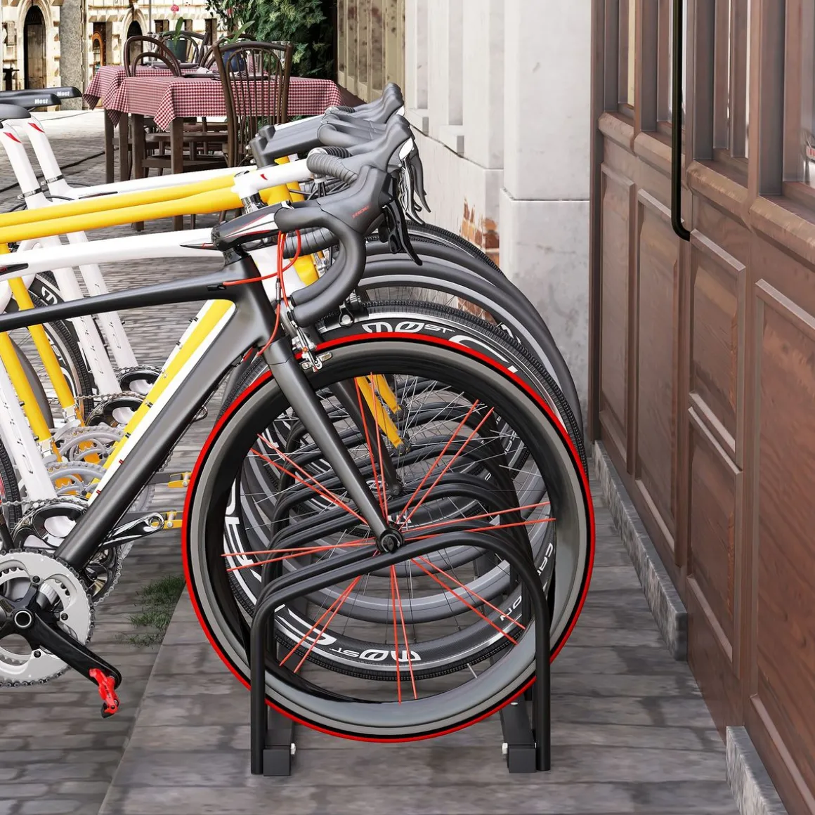 Râtelier 6 vélos dim. 179L x 33l x 27H cm acier galvanisé noir