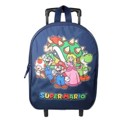 Sac à dos à roulettes 32 cm maternelle Super Mario Bleu