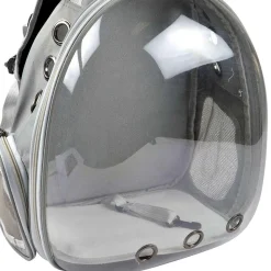 Sac à dos de transport avec bulle pour chat et chien - Gris