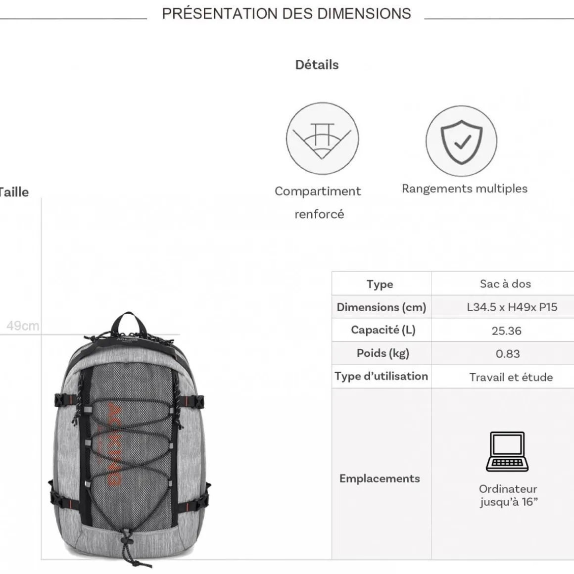 Sac à dos ordinateur Aoking 16''