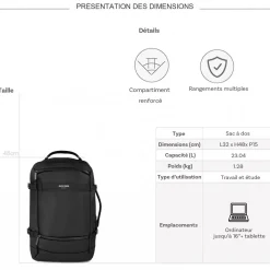 Sac à dos porte-ordinateur et voyage Aoking 16''