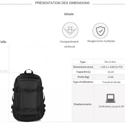 Sac à dos porte-ordinateur Aoking 16''