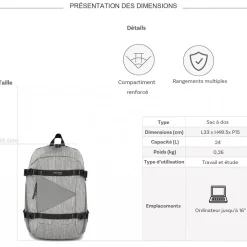 Sac à dos porte-ordinateur Aoking 16''
