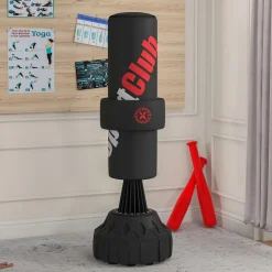 Sac de frappe boxe sur pied punching ball autoportant cible de touche réglable ventouses antidérapantes noir