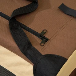 Sac de transport pour chien et chat pliable - poignée, 3 entrées zippées, poche - coussin amovible inclus - acier oxford polyester marron noir