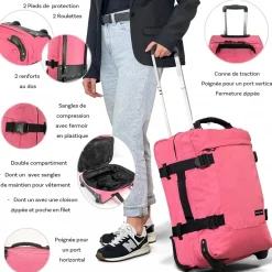 Sac de voyage cabine à roulettes 35L double compartiment 50cm