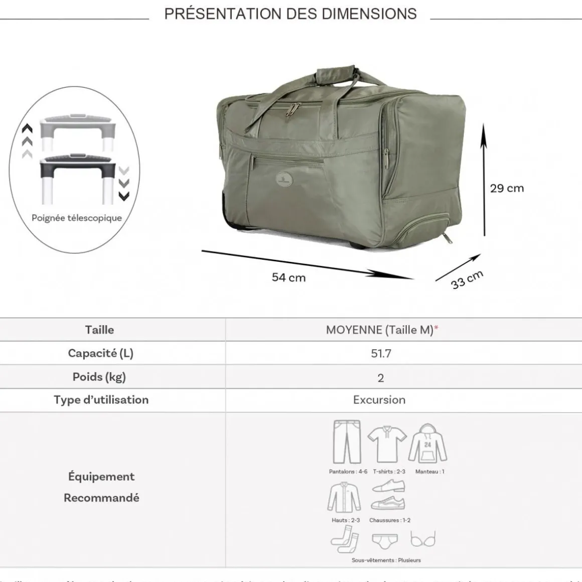 Sac de voyage cabine avec roulettes 42L 50cm