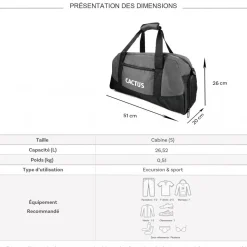 Sac de voyage week-end 26L et sport sans roulettes