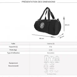 Sac de voyage week-end 17L et sport sans roulettes