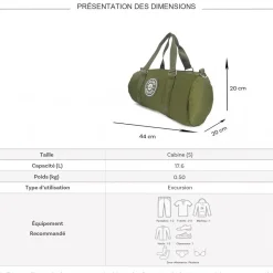 Sac de voyage week-end 17L et sport sans roulettes