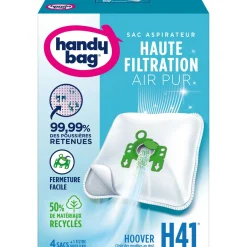 Sacs Aspirateurs H41 - Hoover - 4 sacs + 1 filtre sortie d'air à découper