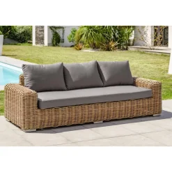 Salon bas de jardin - 6 places - Résine tressée - Marron - BORABORA