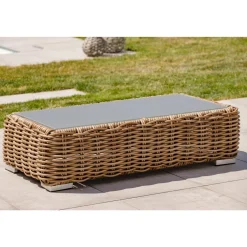 Salon bas de jardin - 6 places - Résine tressée - Marron - BORABORA