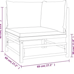 Salon de jardin 2 pcs avec coussins vert bambou