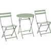 Salon de jardin bistro pliable - table ronde Ø 60 cm avec 2 chaises pliantes - métal thermolaqué vert d'eau
