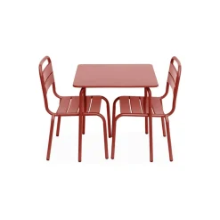 Salon de jardin enfant table et chaises métal Anna - 2 places, 48x48cm