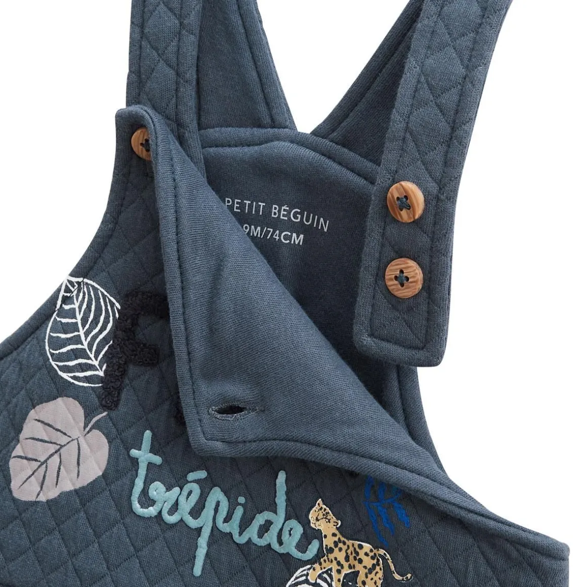 Salopette bébé en coton matelassé Félintrépide