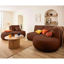 Santorini - canapé modulable d'angle droit - 5 places - en tissu texturé