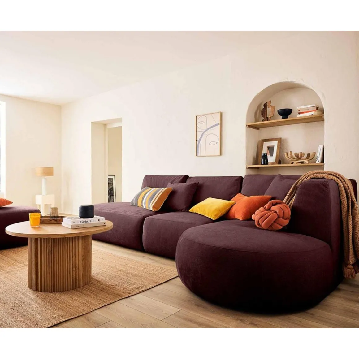 Santorini - canapé modulable d'angle droit - 5 places - en tissu texturé